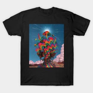 Psychedelic Floral mushroom Head T-Shirt